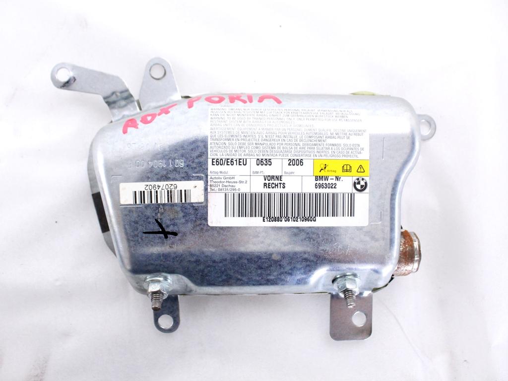 6963022 AIRBAG PORTA ANTERIORE DESTRA BMW SERIE 5 520D E61 SW RHD 2.0 D 120KW 6M 5P (2006) RICAMBIO USATO