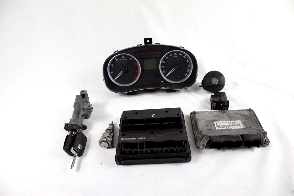 03E906023B KIT ACCENSIONE AVVIAMENTO SKODA FABIA 1.2 B 51KW 5M 5P (2007) RICAMBIO USATO CON CENTRALINA MOTORE, QUADRO STRUMENTI, BLOCCHETTI ACCENSIONE APERTURA CON DOPPIA CHIAVE 6Q2937049F 4B0905851C 5J0820810B