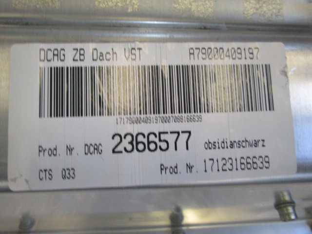 VERDECK ANBAUTEILE OEM N. A79000409197 GEBRAUCHTTEIL MERCEDES CLASSE SLK R171 (2003 - 2008)BENZINA HUBRAUM 18 JAHR. 2007