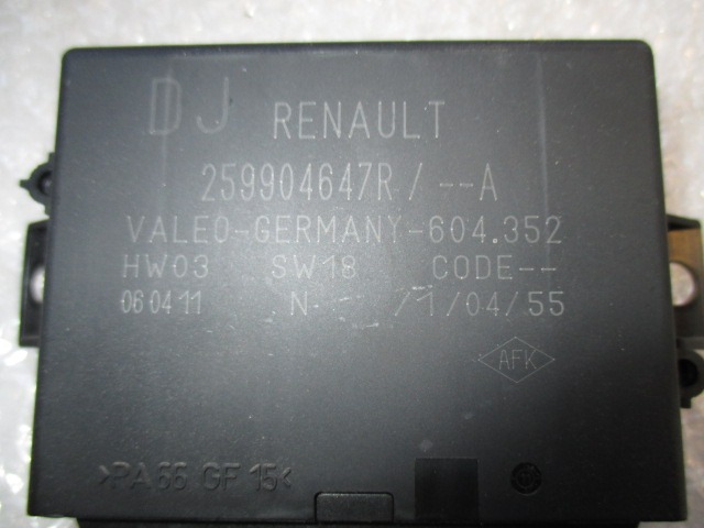 STEUERGERAT PDC OEM N. 259904647R GEBRAUCHTTEIL RENAULT LAGUNA MK3 BER/SW (10/2007 - 08/2010) DIESEL HUBRAUM 15 JAHR. 2011