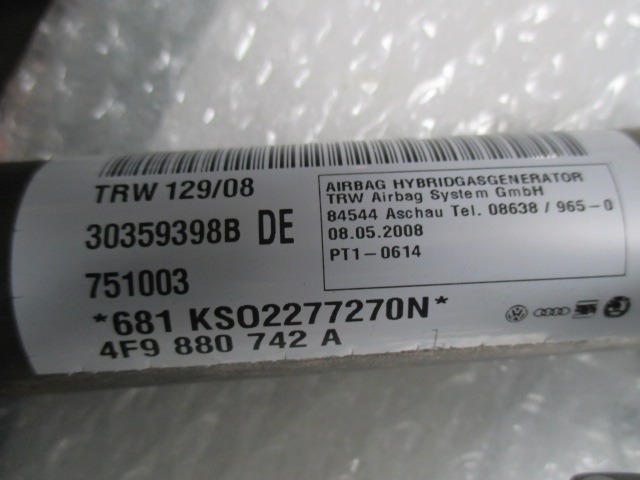 KOPFAIRBAG RECHTS OEM N. 4F9880742A GEBRAUCHTTEIL AUDI A6 C6 4F2 4FH 4F5 RESTYLING BER/SW/ALLROAD (10/2008 - 2011) DIESEL HUBRAUM 30 JAHR. 2008