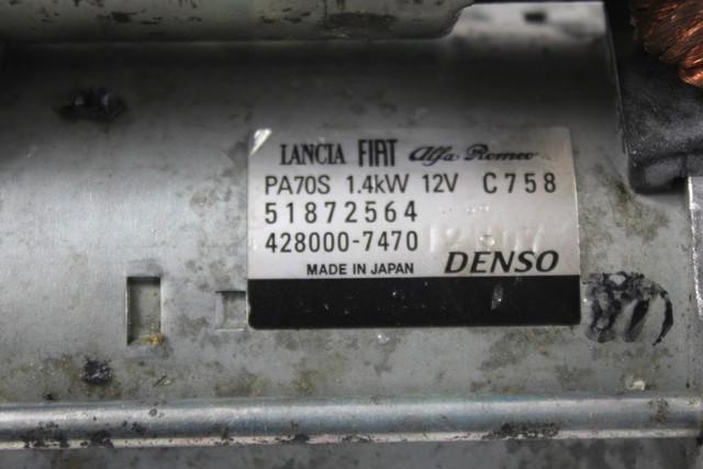 ANLASSER STARTER OEM N. 51972564 GEBRAUCHTTEIL FIAT 500 CINQUECENTO (2007 - 2015) BENZINA HUBRAUM 9 JAHR. 2013
