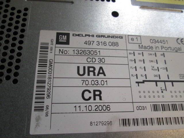 RADIO CD?/ VERSTARKER / HALTER HIFI SYSTEM OEM N. 565412769 GEBRAUCHTTEIL OPEL ASTRA H RESTYLING L48 L08 L35 L67 5P/3P/SW (2007 - 2009) DIESEL HUBRAUM 17 JAHR. 2008