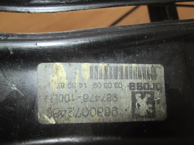 TURFENSTERMECHANISMUS HINTEN OEM N. 9680072480 987476-100 GEBRAUCHTTEIL PEUGEOT 207 / 207 CC WA WC WK (2006 - 05/2009) BENZINA HUBRAUM 16 JAHR. 2009